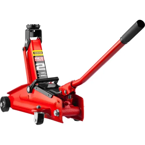 STAYER R-28 RED FORCE, в кейсе, 2 т, 130 - 350 мм, подкатной домкрат для легковых а/м, Professional (43153-2-K)