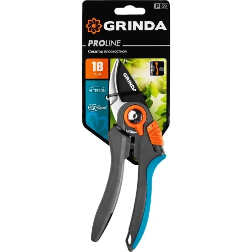 GRINDA P-59, 210 мм, тефлоновое покрытие, с двухкомпонентными рукоятками, плоскостной секатор, PROLine (423459)