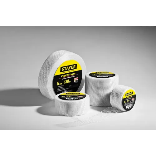 STAYER FIBER-Tape, 5 см х 45 м, 3 х 3 мм, самоклеящаяся серпянка, Professional (1246-05-45)