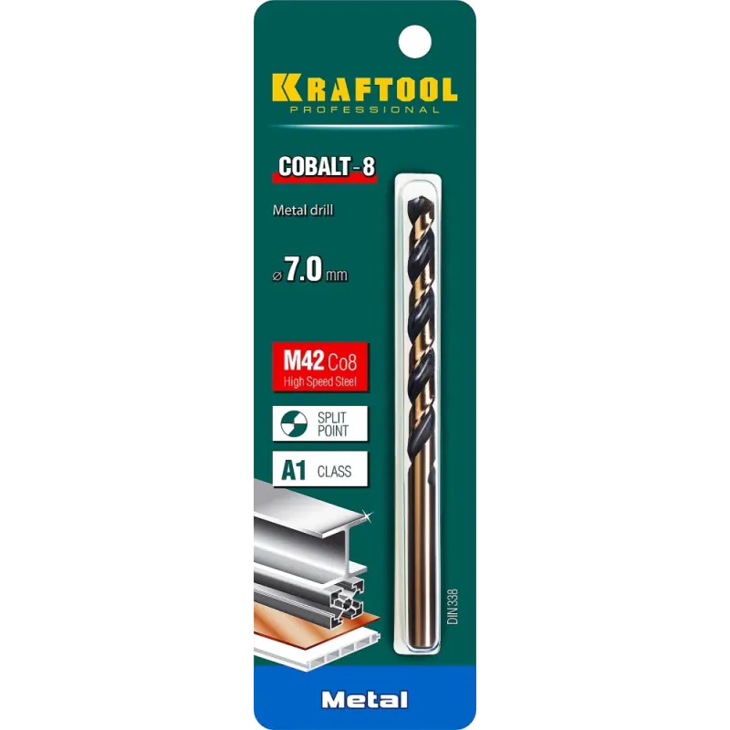 KRAFTOOL COBALT-8, 7.0 х 109 мм, сталь М42, HSS-Co(8%), сверло по металлу (29656-7)