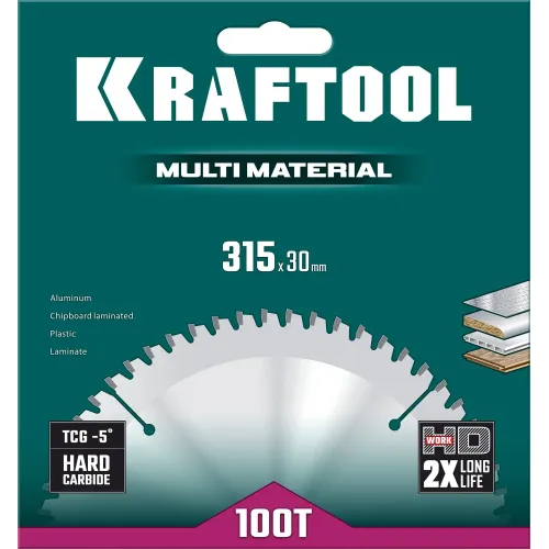 KRAFTOOL Multi Material, 315 х 30 мм, 96Т, пильный диск по алюминию (36953-315-30)