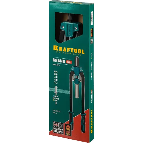 KRAFTOOL GRAND-64, 3.2 - 6.4 мм, 520 мм, усиленный двуручный заклёпочник (311791)
