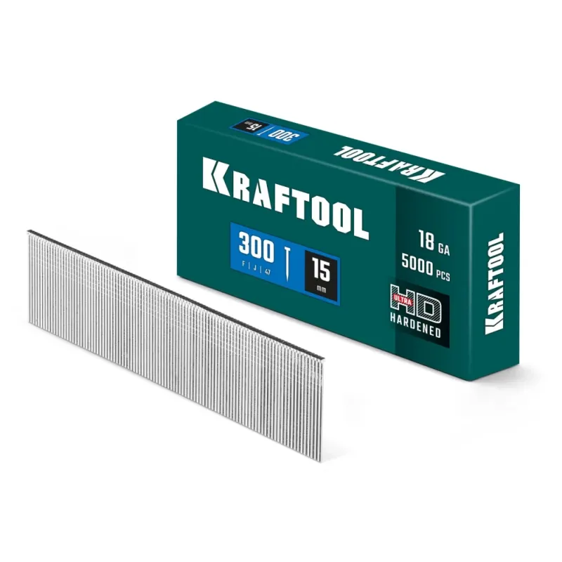 KRAFTOOL гвозди тип 300 (47/J/ F), 15 мм, калибр 18GA. 5000 шт (31785-15)