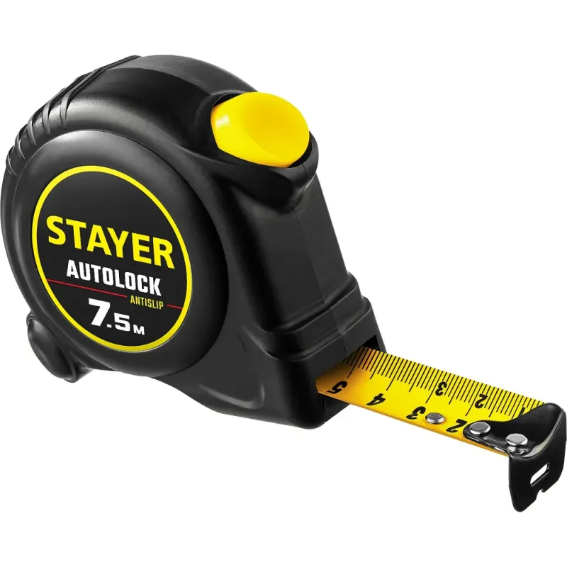 STAYER AutoLock, 7.5 м х 25 мм, рулетка с автостопом (2-34126-07-25)