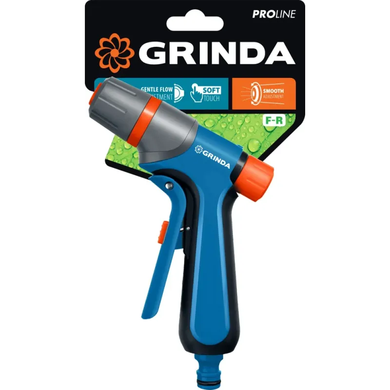 GRINDA F-R, курок спереди, двухкомпонентный, плавная регулировка напора, поливочный пистолет, PROLine (429121)