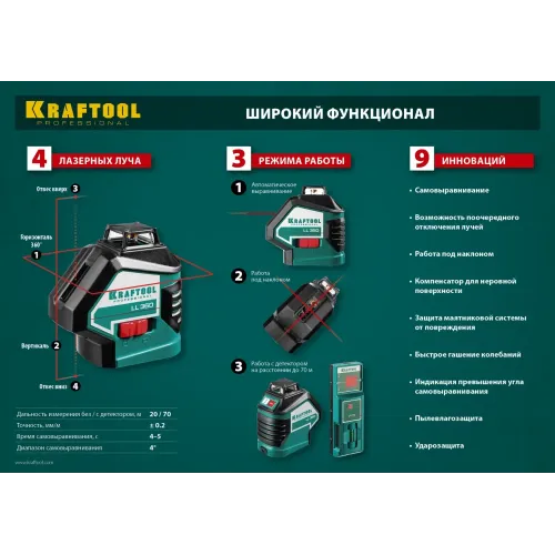 KRAFTOOL LL360 #4, лазерный нивелир (34645-4)
