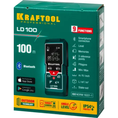 KRAFTOOL LD-100, 100 м, лазерный дальномер (34765)