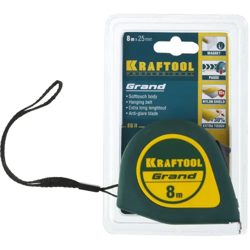 KRAFTOOL Grand, 8 м х 25 мм, рулетка (34022-08-25)