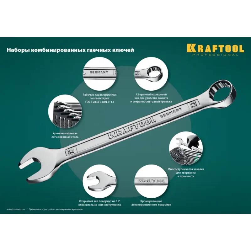 KRAFTOOL 12 шт, 6 - 22 мм, набор комбинированных гаечных ключей (27079-H12E)