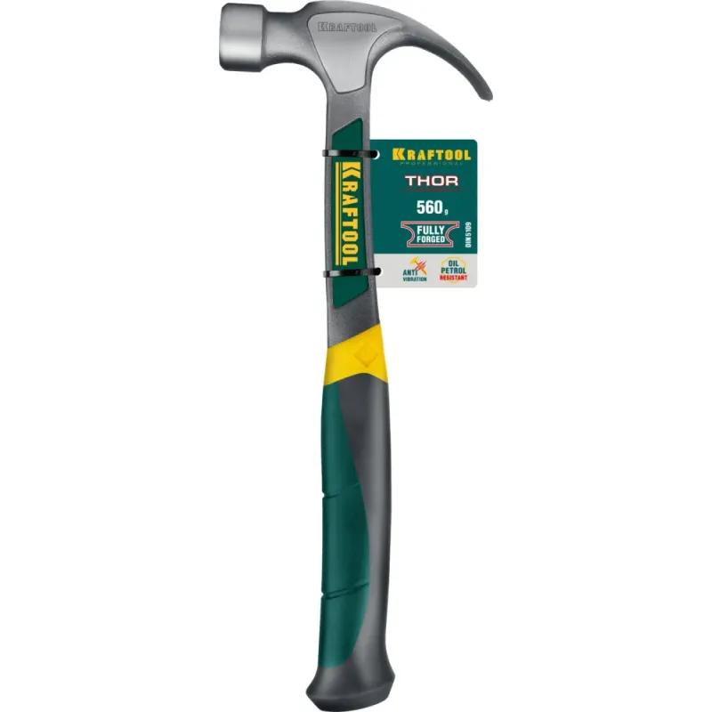 KRAFTOOL Thor, 560 г, цельнокованый столярный молоток-гвоздодёр (20270)