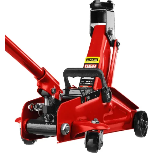 STAYER R-22 RED FORCE, 2 т, 125 - 320 мм, подкатной домкрат для легковых а/м, Professional (43152-2)