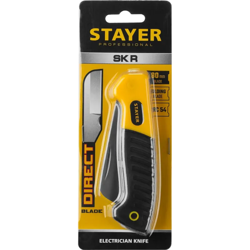 STAYER прямое лезвие, монтерский складной нож, Professional (45408)