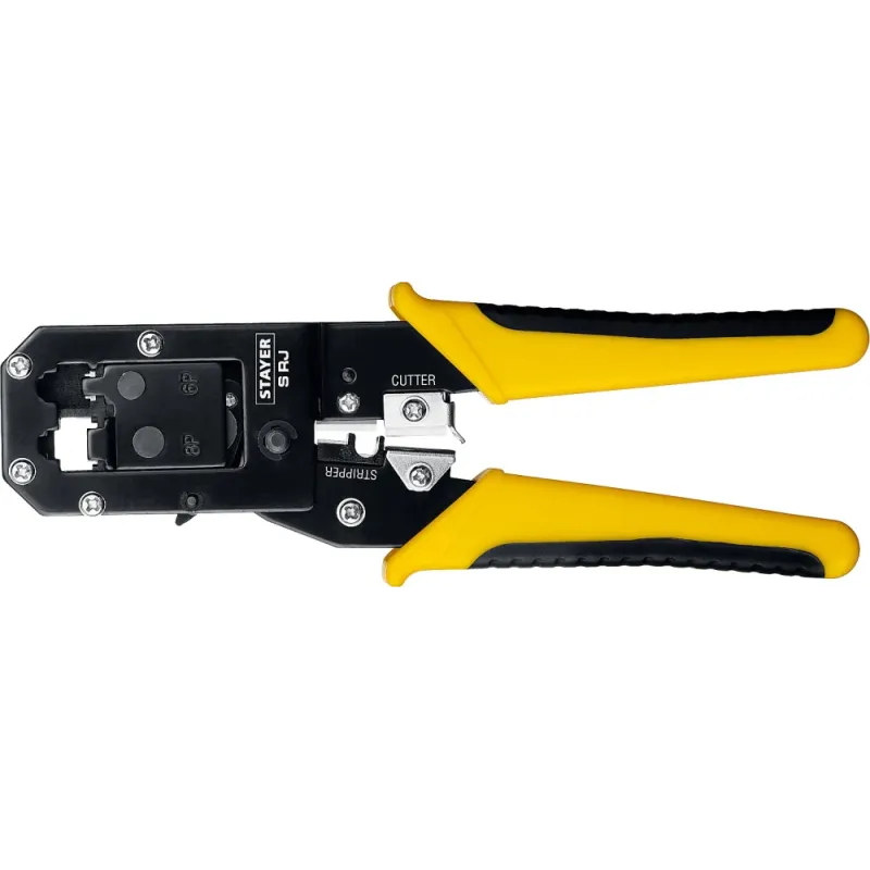 STAYER S-RJ, (RJ45, RJ11, RJ12), храповый механизм, универсальный кримпер (22652)
