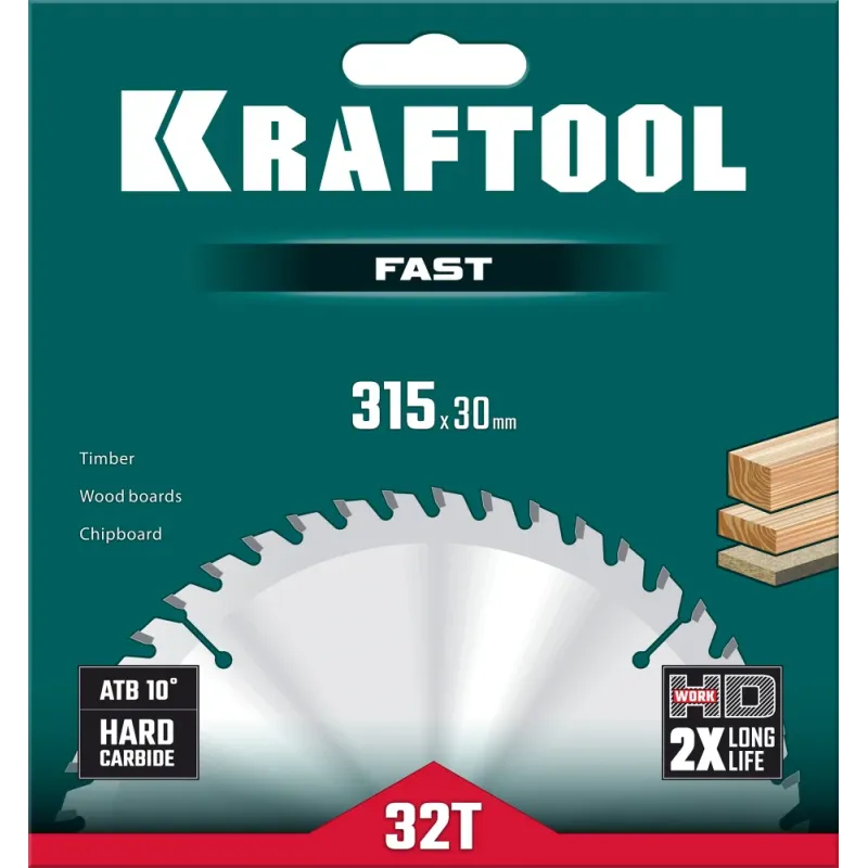 KRAFTOOL Fast, 315 х 30 мм, 32Т, пильный диск по дереву (36950-315-30)