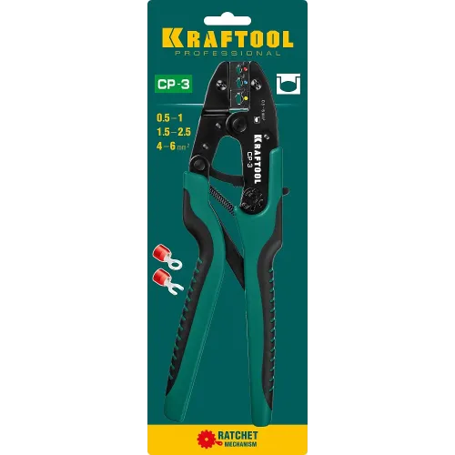 KRAFTOOL CP-3, 0.5 - 6 мм2, для изолированных наконечников и соединительных муфт, пресс-клещи (45461-3)