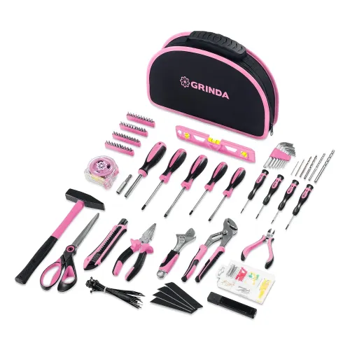 GRINDA Pink Tools 165 предм, универсальный набор инструмента (22109)