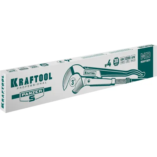 KRAFTOOL PANZER-S, №4, 3″, 670 мм, трубный ключ с изогнутыми губками (2733-30)