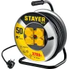 STAYER PRO-315, КГ, 3 x 1.5 мм2, 50 м, 3700 Вт, IP44, силовой удлинитель на стальной катушке (55077-50)