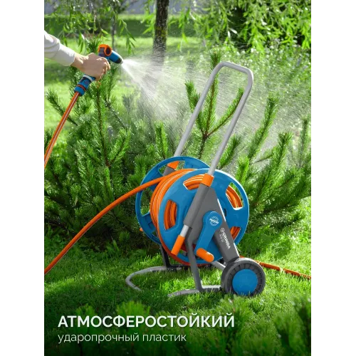 GRINDA HCK-25, шланг 25м x 1/2″, поливочный набор 4 предмета, усиленные колеса, телескопическая ручка, катушка со шлангом в комплект ProLine (428461)