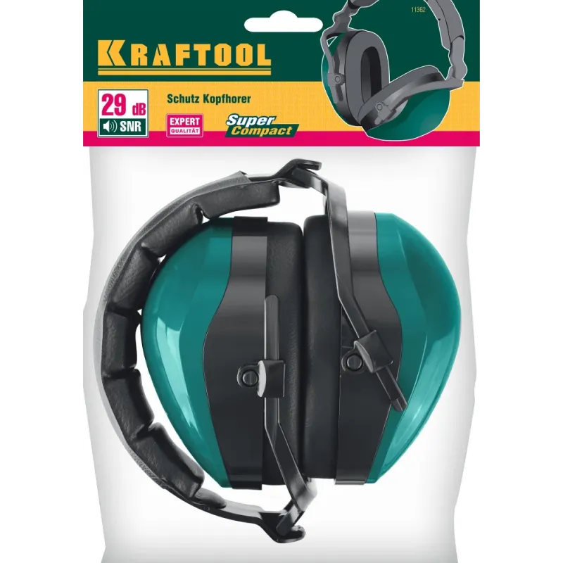 KRAFTOOL PROFI защита до 109 дБ, шарнирное крепление чашек, защитные наушники со складным мягким оголовьем (11362)