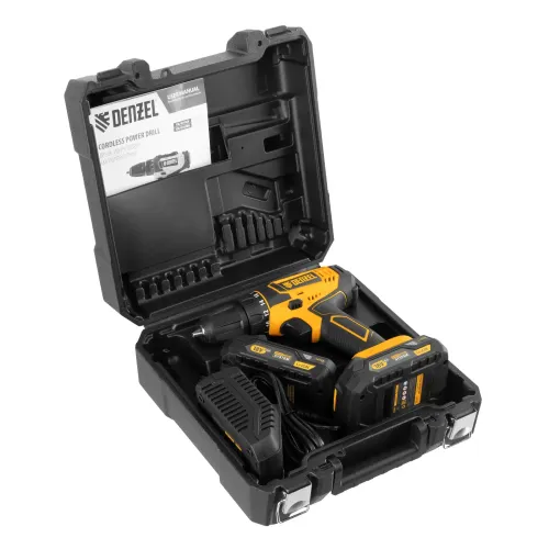 Дрель-шуруповерт аккумуляторная CDL-18-02BM, Li-Ion, 18 В, 2 акк. Denzel