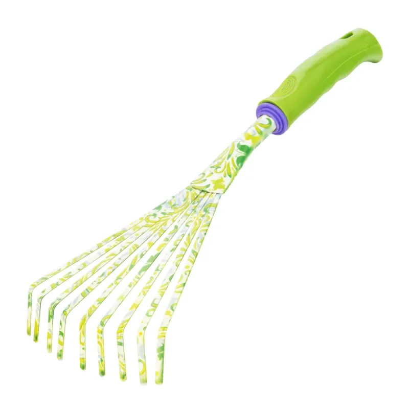 Грабли веерные 9 - зубые, 130 х 415 мм, стальные, пластиковая рукоятка, Flower Green, Palisad
