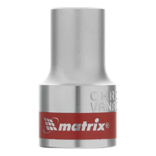 Головка торцевая, 10 мм, 6-гранная, CrV, под квадрат 1/2", хромированная Matrix