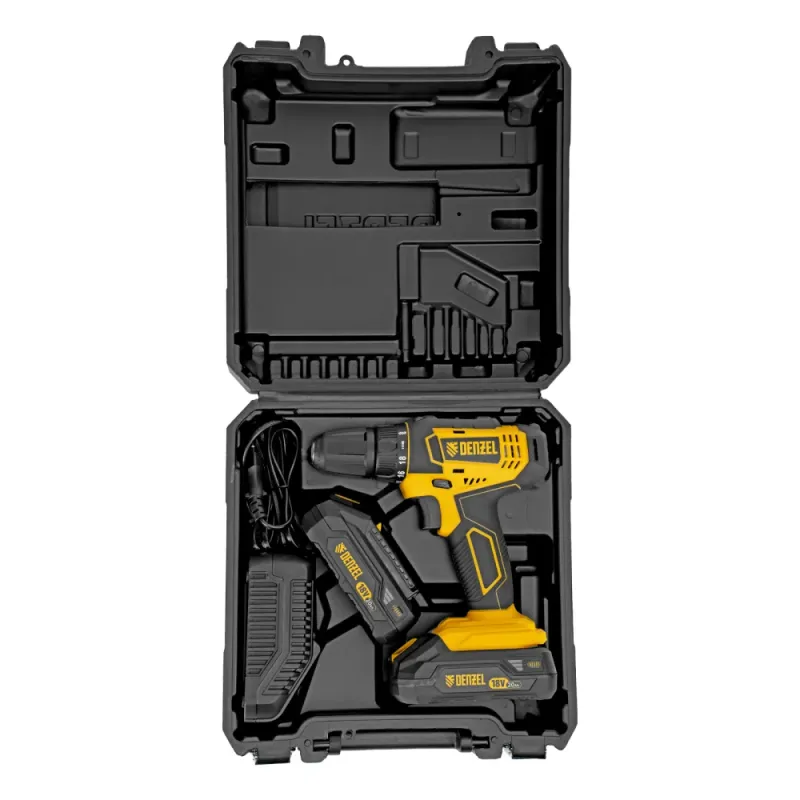 Дрель-шуруповерт аккумуляторная CDL-18-02BM, Li-Ion, 18 В, 2 акк. Denzel
