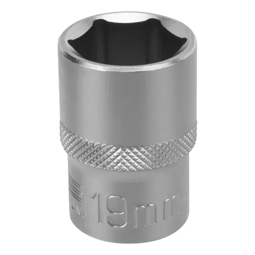 Головка торцевая, 19 мм, 6-гранная, CrV, под квадрат 1/2" Stels