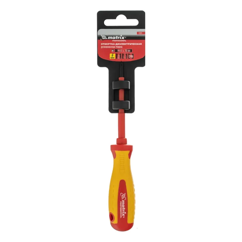 Отвертка Insulated до 1000 В, PH0x75 мм, CrMo, 2к рукоятка Matrix