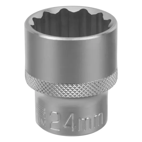Головка торцевая, 24 мм, 12-гранная, CrV, под квадрат 1/2", хромированная Stels