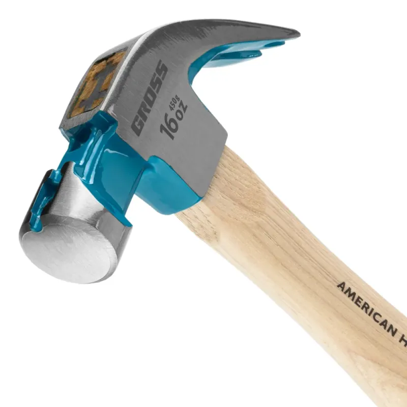 Молоток-гвоздодер,450 г, угол 45, магнит, обрезиненная рукоятка AMERICAN HICKORY  GROSS
