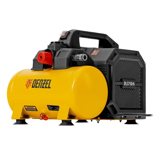 Компрессор DLS750/6 безмасляный малошумный 750 Вт, 140 л/мин,ресивер 6 л Denzel
