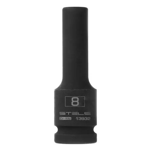 Головка ударная удлиненная шестигранная, 8 мм, 1/2", CrMo Stels