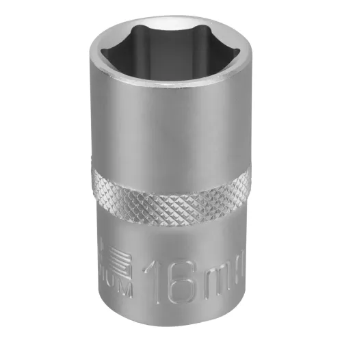 Головка торцевая, 16 мм, 6-гранная, CrV, под квадрат 1/2" Stels