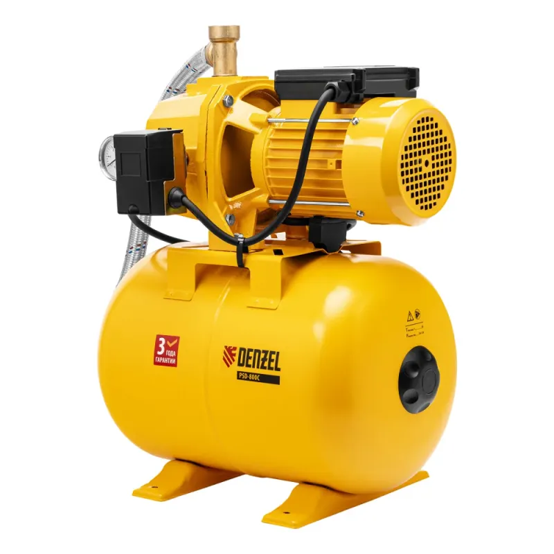 Насосная станция эжекторная PSD-800C, 800 Вт, 2400 л/ч, ресивер 24 л, всасывание 20 м Denzel
