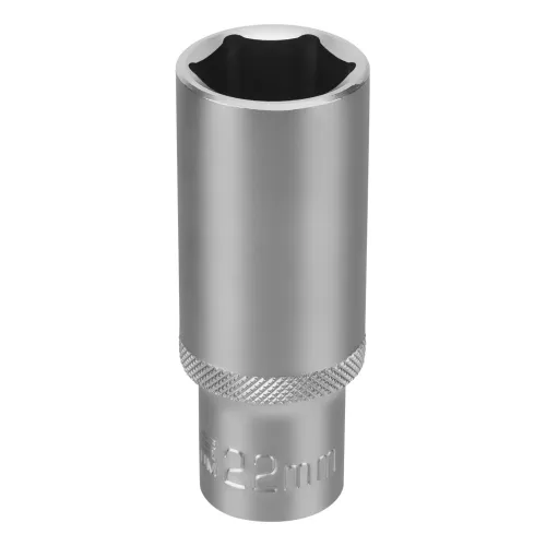 Головка торцевая удлиненная, 22 мм, 6-гранная, CrV, под квадрат 1/2", Stels