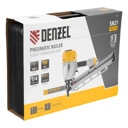 Нейлер пневматический PN2190 для гвоздей SN21 от 50 до 90 мм Denzel