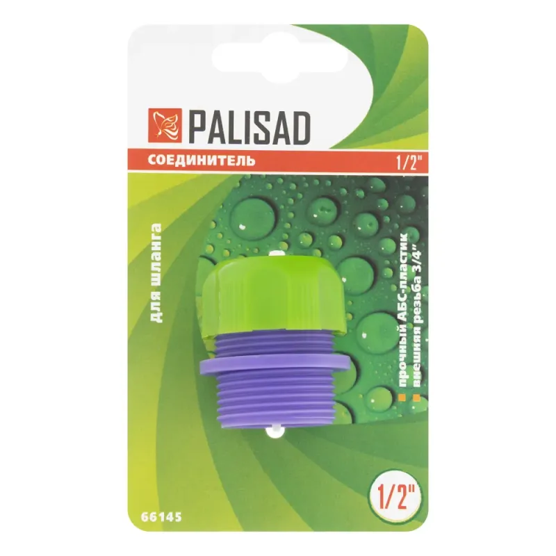 Соединитель пластмассовый, для шланга 1/2, с внешней резьбой 3/4 Palisad