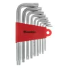 Набор ключей имбусовых TORX, 9 шт., T10-T50, CrV, короткие, сатин. Matrix