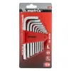 Набор ключей имбусовых TORX, 9 шт., T10-T50, CrV, короткие, сатин. Matrix