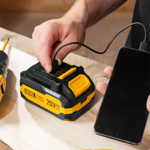Батарея аккумуляторная BH-20-6.0, Li-Ion, USB, 20 В, 6,0 Ач Denzel