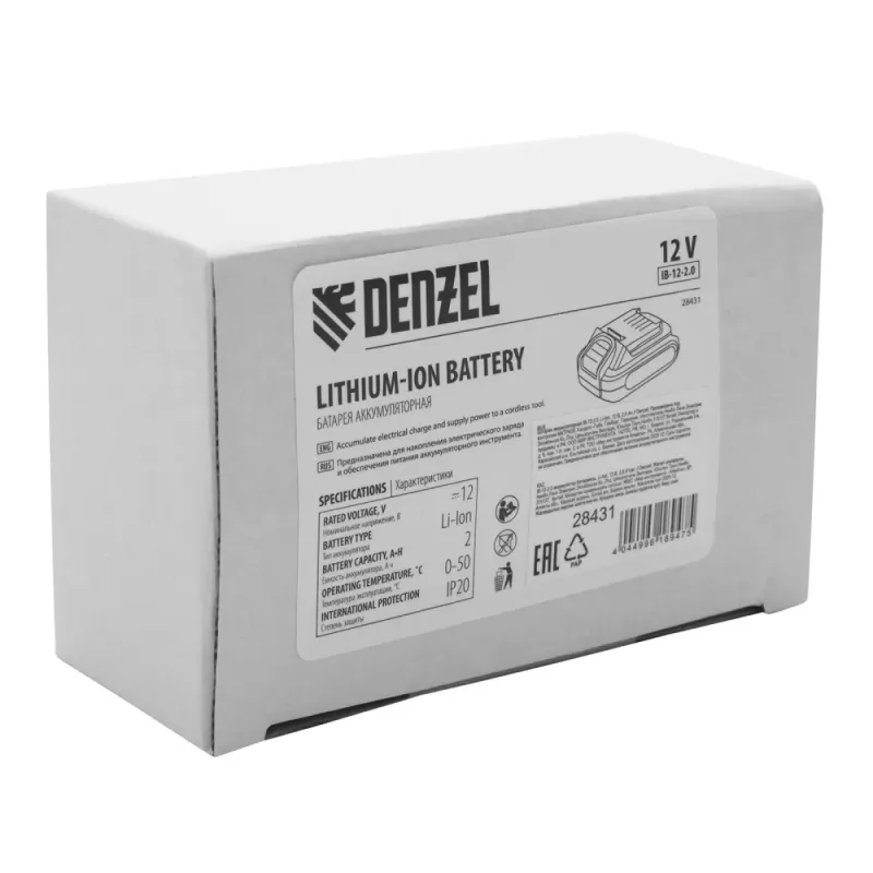 Батарея аккумуляторная IB-12-2.0, Li-Ion, 12 В, 2,0 Ач  Denzel