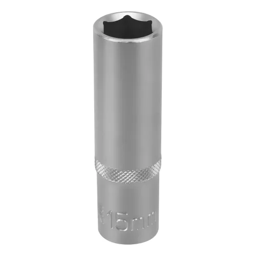 Головка торцевая удлиненная, 15 мм, 6-гранная, CrV, под квадрат 1/2", Stels