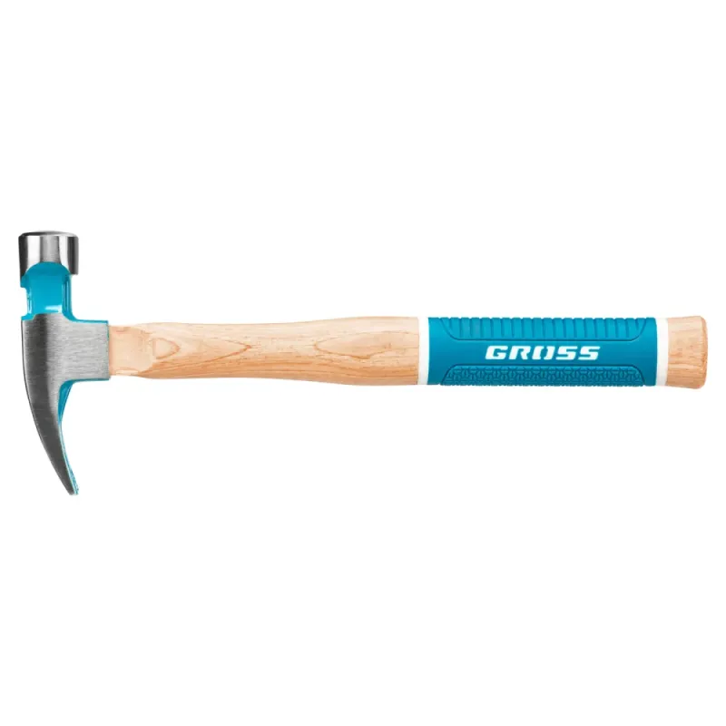 Молоток-гвоздодер,280 г, угол 75, магнит, обрезиненная рукоятка AMERICAN HICKORY  GROSS
