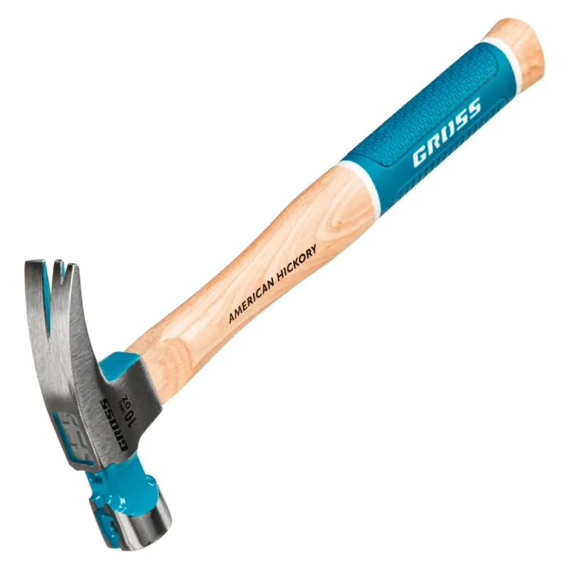 Молоток-гвоздодер,280 г, угол 75, магнит, обрезиненная рукоятка AMERICAN HICKORY  GROSS