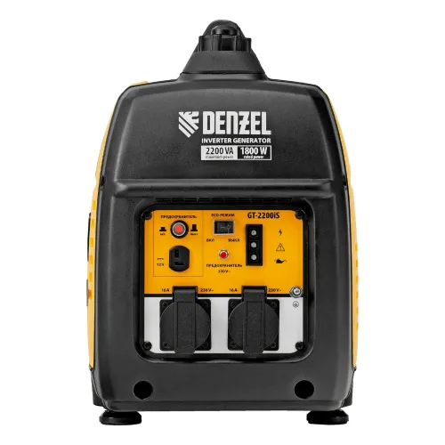 Генератор инверторный GT-2200iS, 2.2 кВт, 230 В, бак 4 л, закрытый корпус, ручной старт Denzel