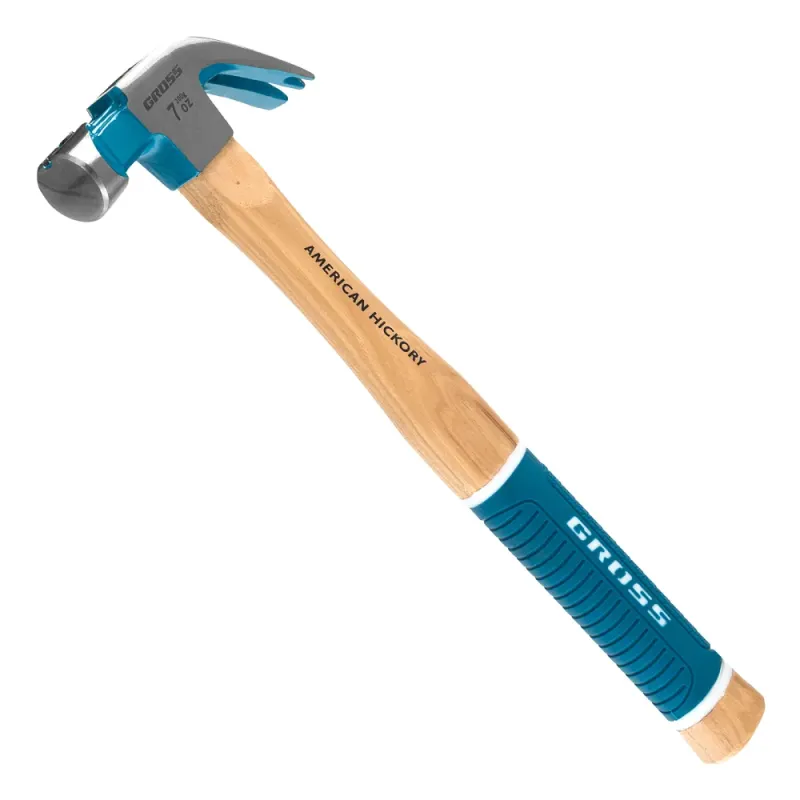 Молоток-гвоздодер,200 г, угол 45, магнит, обрезиненная рукоятка AMERICAN HICKORY  GROSS