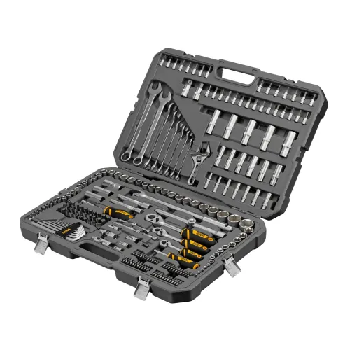 Набор инструментов, 1/2", 1/4", 3/8", CrV, S2, пластиковый кейс, 216 предметов Denzel