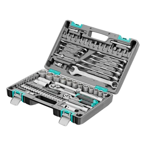 Набор инструментов, 1/2", 1/4", CrV, пластиковый кейс 82 предмета Stels